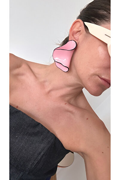 POSEİDONS JEWELLERY Poseidons Jewellery “Pink Wave Shaped Large Earrings - Zara Style Inspired”