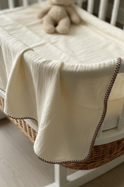 mihriban Muslin Natural Double Layer Baby Blanket Multi-Purpose Cover Baby Blanket 70X90 cm