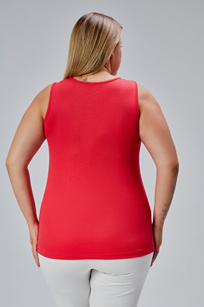 BANEGA Plus Size Sleeveless Thick Straps 100% Cotton Combed Cotton Square Neck Sports Casual Red Blouse Tank Top