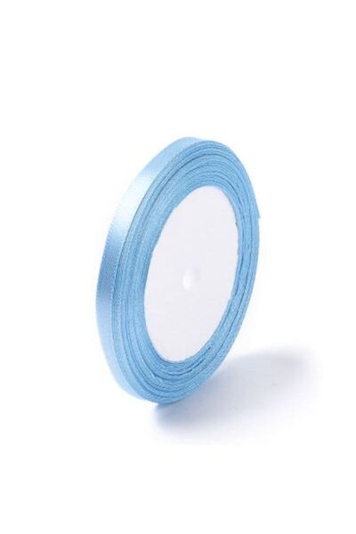 OEM 1 bucata Rola panglica satinata albastru bleu / roz / rosu 6mm latime rola 22.8 metri lungime