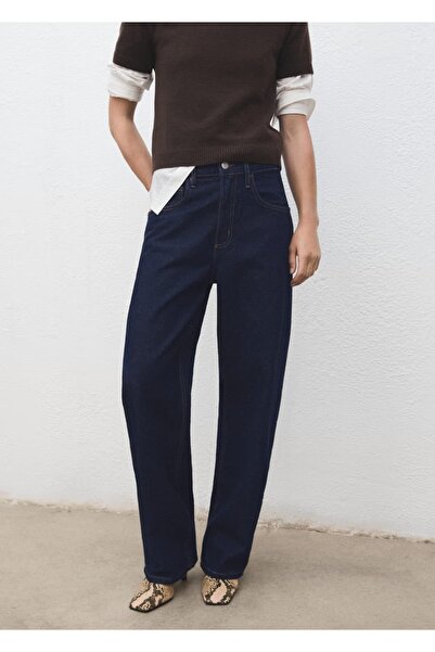 MANGO Woman Yüksek belli barrel jean pantolon