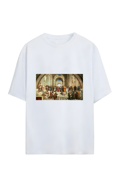 GraffTee تي شيرت قطني كبير الحجم للجنسين من أتينا سكول