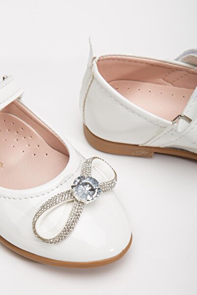 Pabuçland Very Light, Very Comfortable Insole, Orthopedic Stone Detailed Pearl Ribbon Ballerinas