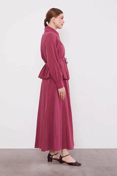 trender Skirt with Pleated Hem Cupra Rose Women's Top and Bottom Set 100813