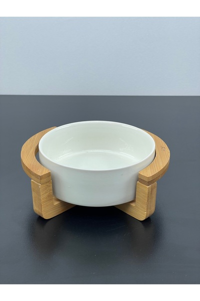 YzHome Porcelain Plate with Bamboo Stand Kitchen Tabletop Salad Plate Bowl 12cm
