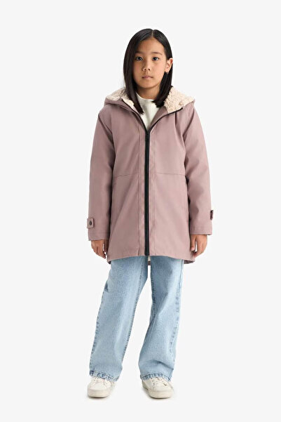 DeFacto Αδιάβροχο με κουκούλα με φερμουάρ Dusty Rose Αδιάβροχο και αντιανεμικό για κορίτσια C5229A8/BR287