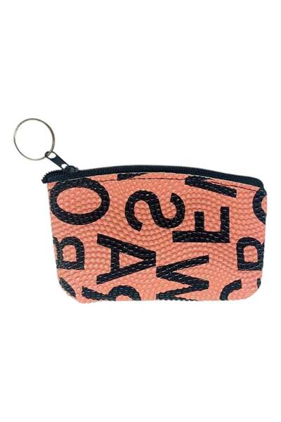 CASABA سلسلة مفاتيح على شكل محفظة للعملات المعدنية بنمط مكتوب بلون البشرة