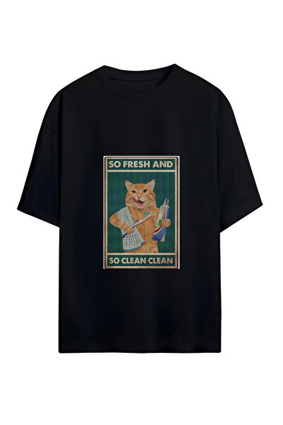 GraffTee تي شيرت قطني كبير الحجم للجنسين من CLEAN CAT