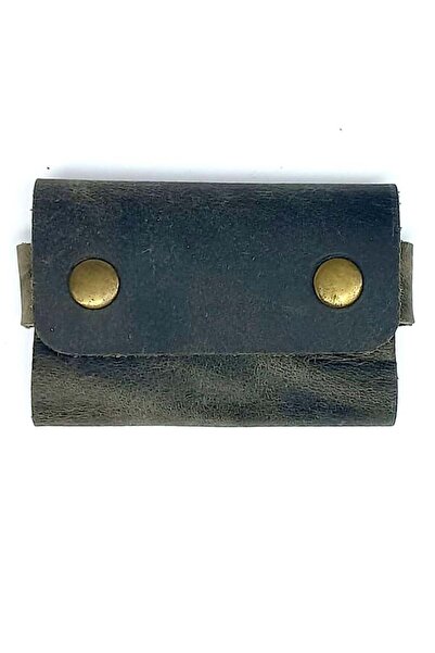 CASABA Handmade Genuine Crazy Leather Card Holder Gray