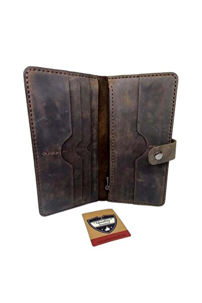 CASABA محفظة جلدية أصلية مع غطاء هاتف مصنوع يدويًا باللون البني