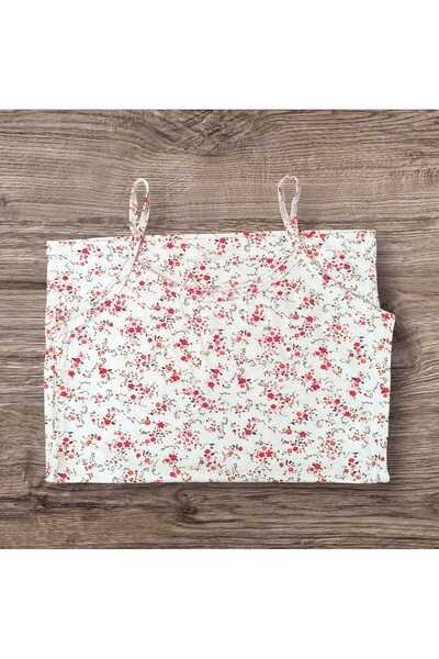 ESTA STORE Red Floral Print Halter Tank Top