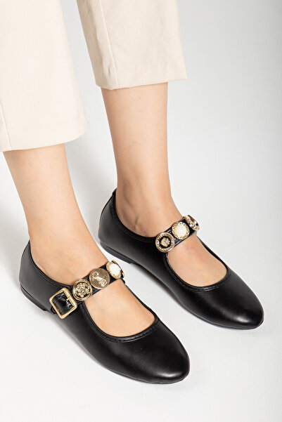 mysticaluxe Shoes Pantofi ortopedici pentru femei cu piele neagră, cu cataram...