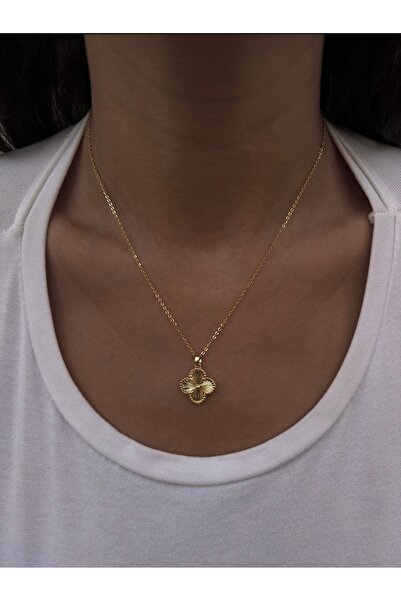 mibrillo çelik gold yonc. kolye şans kolyesi ( Öğretmenler Günü, Anneler Günü, Doğum Günü Hediyesi Yonca )