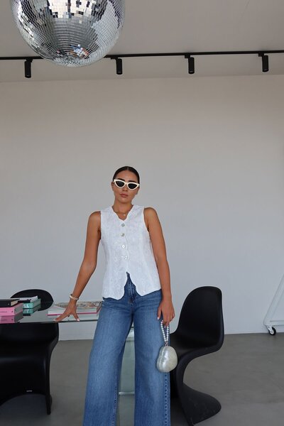Özge Özgenç Guipure and Sequin Embroidered Vest