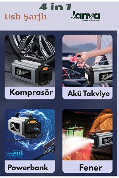 Janva APS-01 Taşnabilir Dijital Ekranlı Araç Akü Takviyeli , Işıklı Oto Marş ...