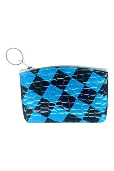 CASABA Coin Purse Keychain Patterned Blue Black