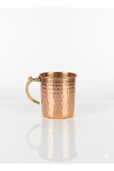 Zinnun Copper Mug Cup with Brass Handle