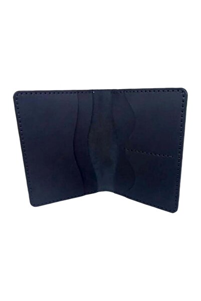 CASABA حافظة جواز سفر مصنوعة يدويًا من الجلد الطبيعي باللون الأسود