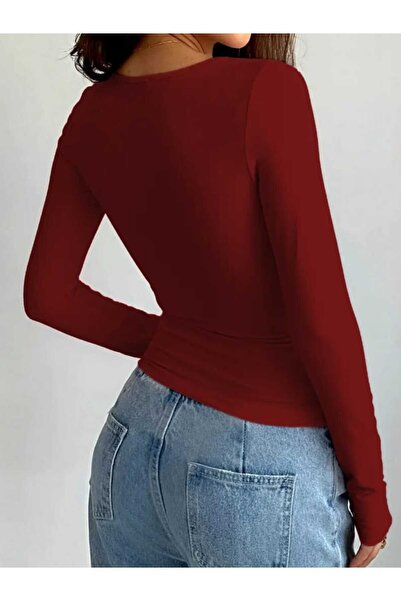 milio Crew Neck Lycra Bodysuit Long Sleeve Blouse