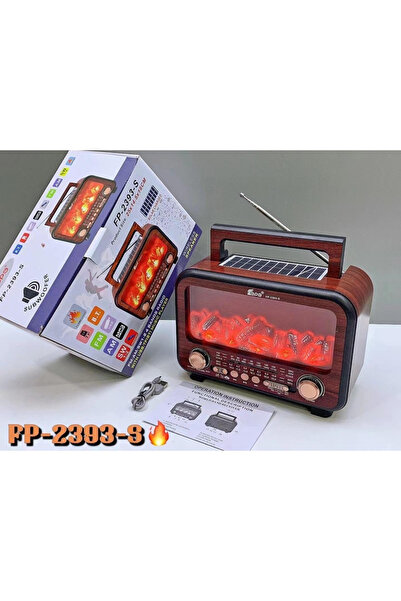 HULVA Güneş Enerjili Şömine Görünümlü Nostaljik Radyo Bluetooth,Usb FM radyo