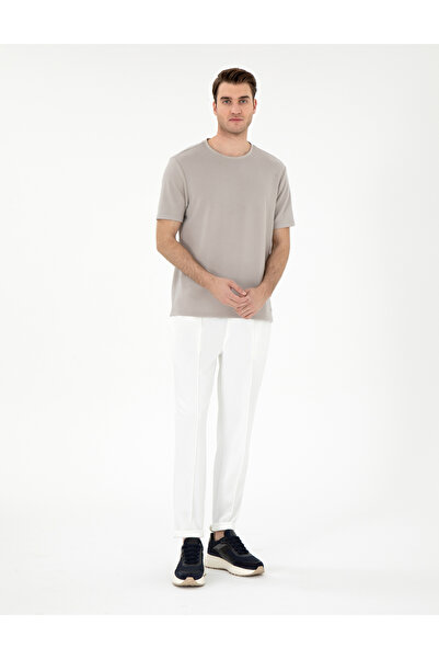 Pierre Cardin Ecru Slim Fit Ribbed Double Leg Sweatpants 50290666-Vr019