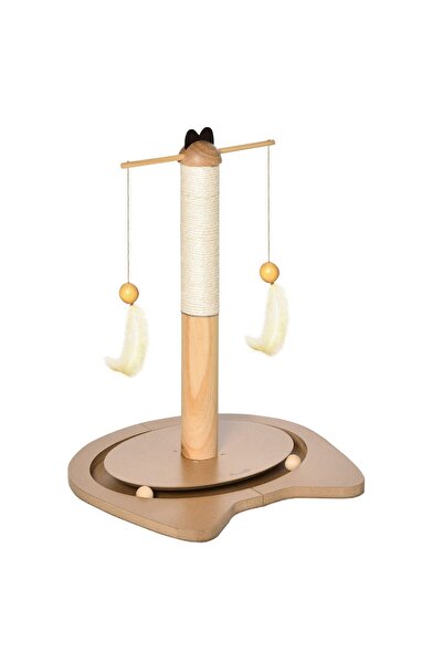 JollyMag Ansamblu de joaca pentru pisici, cu stalp, bile si ciucuri cu pene, ...