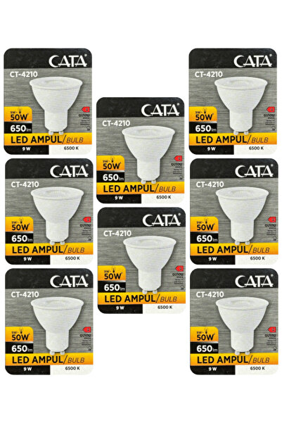 Avarson (8 Adet) Cata 9W (50W) Beyaz Işık (6500K) Dim Edilebilir GU10 Duylu L...