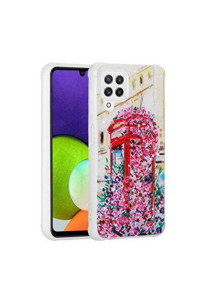 ECRUZ غطاء حماية للكاميرا بنمط فضي لامع لهاتف Galaxy M22 - غطاء ECRZ Popy - ك...