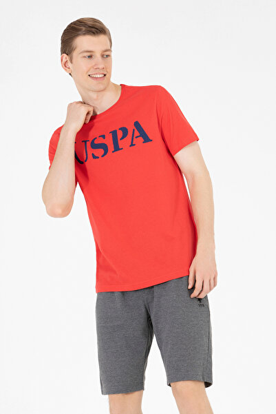 U.S. Polo Assn. Tricou cu decolteu la baza gâtului cu imprimeu logo