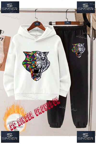 SS SİNSER Παιδικό Unisex Σετ Φόρμας με Κουκούλα και Ειδική Στάμπα "TIGER GEO ...