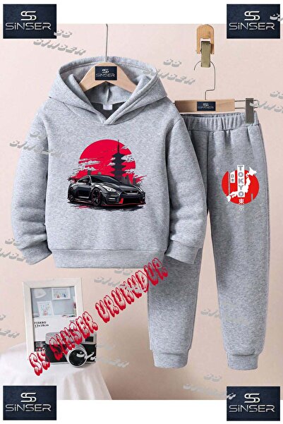 SS SİNSER Παιδικό Unisex Σετ Φόρμας με Κουκούλα "BLACK CAR TOKYO CIRCLE ONUND...