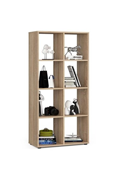 JollyMag Biblioteca, placa laminata, 8 rafturi, stejar, 70.5x33x144 cm, Quad
