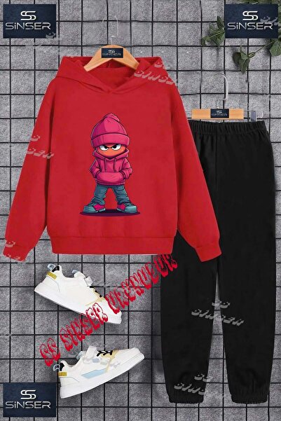 SS SİNSER Детски унисекс комплект спортен екип с качулка и специален принт „C...