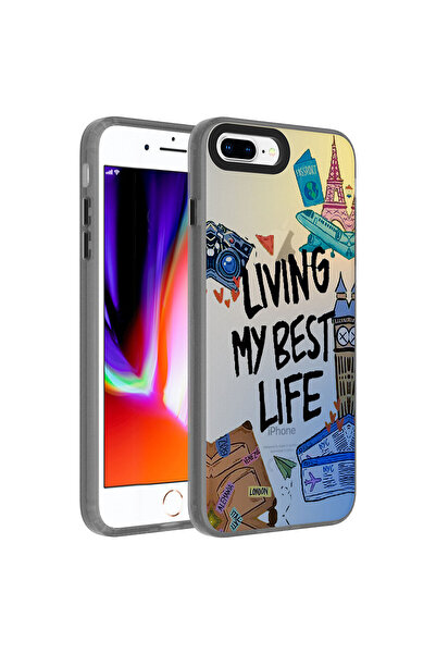 ECRUZ غطاء حماية لهاتف iPhone 7 Plus مزخرف بغطاء صلب ECRZ Dragon - للسفر