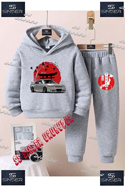 SS SİNSER Παιδικό Unisex Σετ Φόρμας με Κουκούλα "CAR TOKYO RED CIRCLE ONUNDE"...