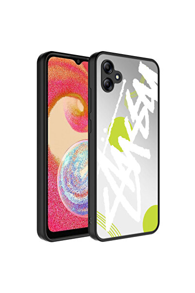 ECRUZ غطاء حماية للكاميرا بنمط مرآة لامع لهاتف Galaxy A04E، غطاء مرآة ECRZ - نص