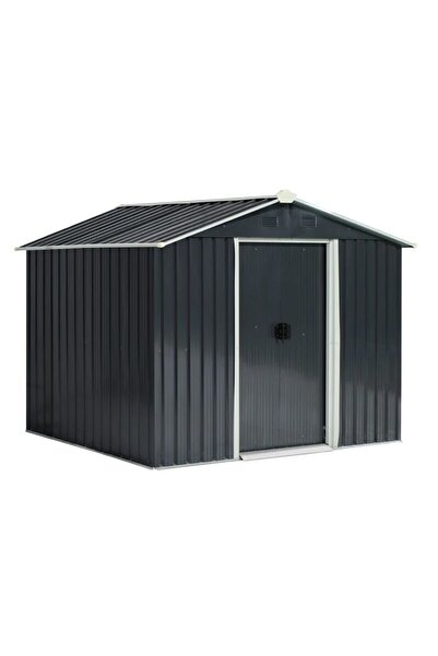 JollyMag Casuta/magazie/sopron de gradina pentru depozitare unelte, otel si PP, negru, 236x174x190 cm