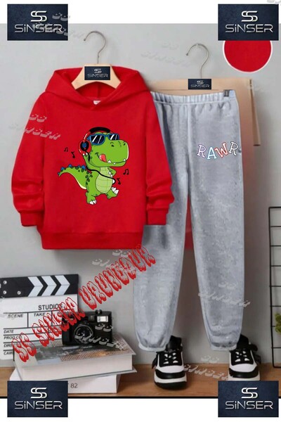 SS SİNSER Детски унисекс комплект от спортен екип с качулка и специален принт...