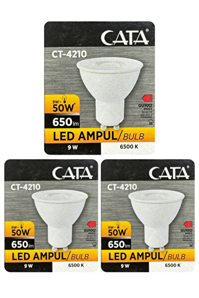 Avarson (3 Adet) Cata 9W (50W) Beyaz Işık (6500K) Dim Edilebilir GU10 Duylu L...