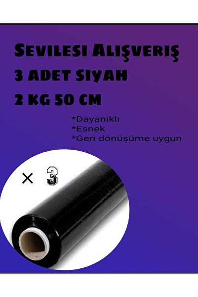 Sevilesi 2 kg X 3 Pieces Black Pallet Stretch Film 50 cm Stretch Film Guaranteed Net kg