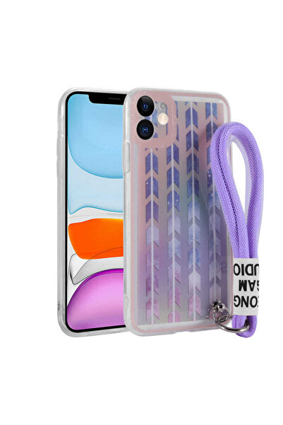 ECRUZ حافظة سيليكون ECRZ Astana متوافقة مع هاتف iPhone 11 مع حزام يد منقوش وشريط