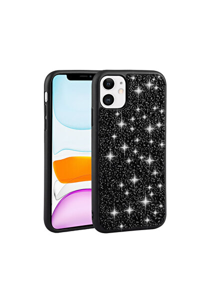 ECRUZ حافظة ECRZ Linea متوافقة مع هاتف iPhone 11 بتصميم حجري لامع - أسود