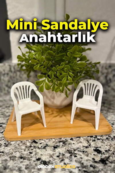 Beyaz Mini Sandalye Anahtarlık (2’li Set)