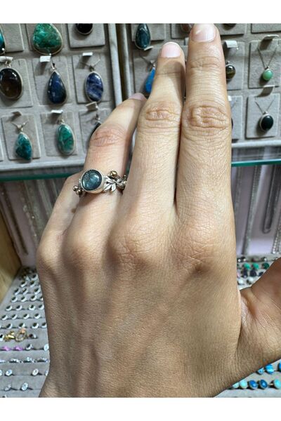 hayaltasari Doğal Labradorit Taşlı Gümüş Yüzük 925 ayar