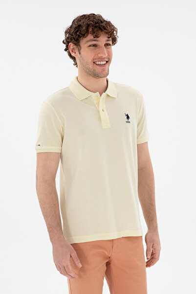U.S. Polo Assn. Men's Cream Yellow Polo Shirt With Embroidered Logo
