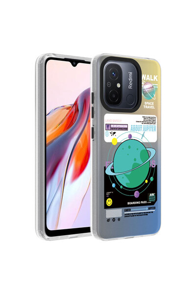 ECRUZ غطاء حماية لهاتف Redmi 12C بنمط ECRZ Dragon - غطاء صلب - كوكب