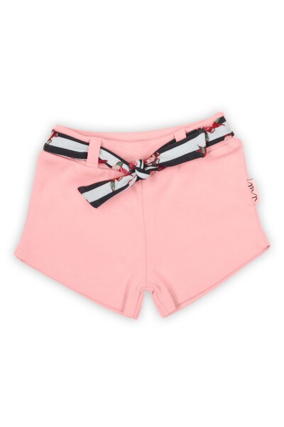 JollyMag Pantalon scurt cu cordon cu dungi si flori Nicol NANA Roz marimea 68