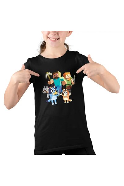 OEM Детска тениска с Minecraft синя бинго