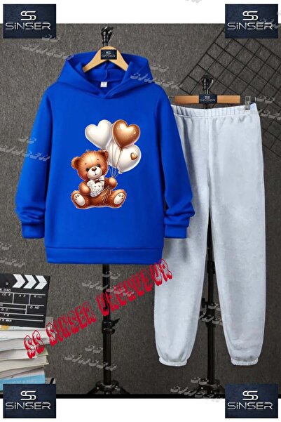 SS SİNSER Детски унисекс комплект от спортен екип с качулка и специален принт...