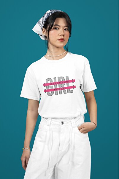 ArtYus Girl Like Some Think Awesome Transfer Printed Round Neck Short Sleeve ...